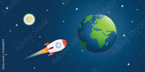 rocket ship is flying back to earth vector illustration EPS10
