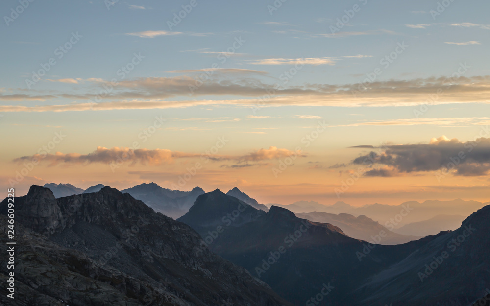 Sunrise in the swiss Alps