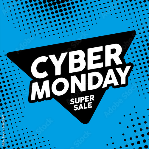 Cyber Monday sale inscription design template. Vector illustration. Sales, offers and discount. The biggest discounts of the year