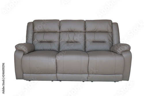 Gray sofa recliner isolated on white background