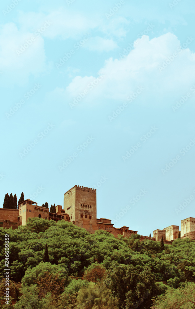Obraz premium vintage picture of ancient arabic fortress of Alhambra, Granada, Spain