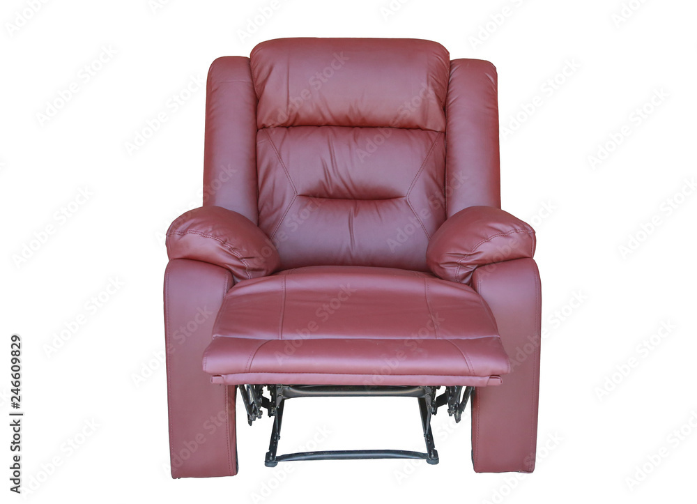 Wine red sofa recliner isolated on white background Wine red sofa recliner isolated on white background