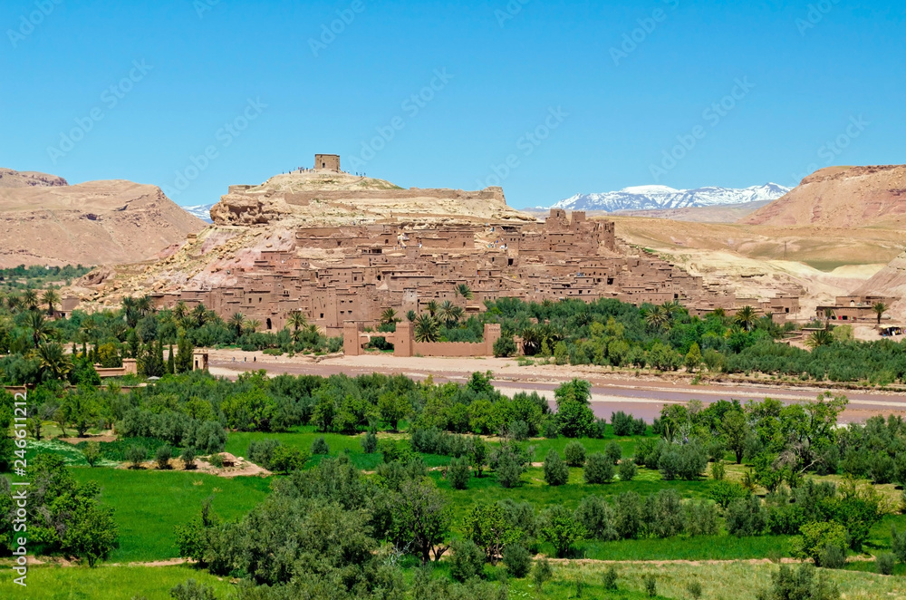 Ait Ben Haddou Kasbah in Morocco, Africa. Was built in 11th. UNESCO World Heritage Site. 