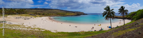 Anakena Beach, the most beautiful beach on Easter Island, Chile