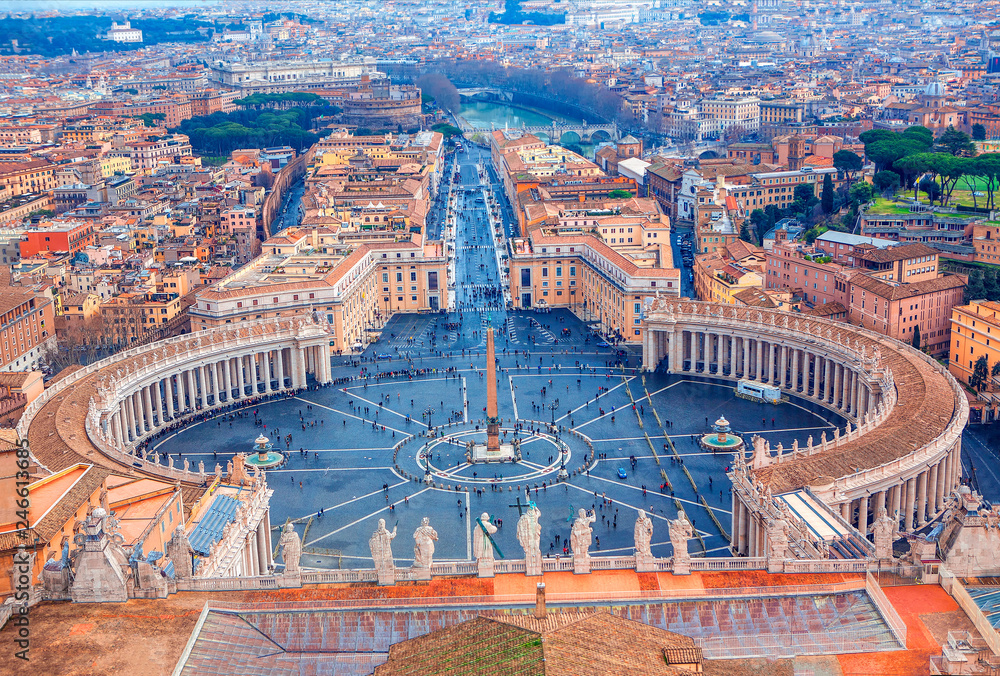 Saint Peter's Square in Vatican, aerial view 