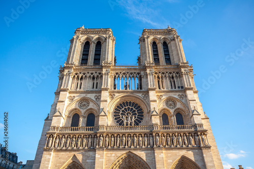 facade of notre dame de Paris, medieval cathedral (church) in paris, france © k_samurkas