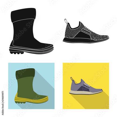 Vector illustration of shoe and footwear icon. Collection of shoe and foot vector icon for stock.