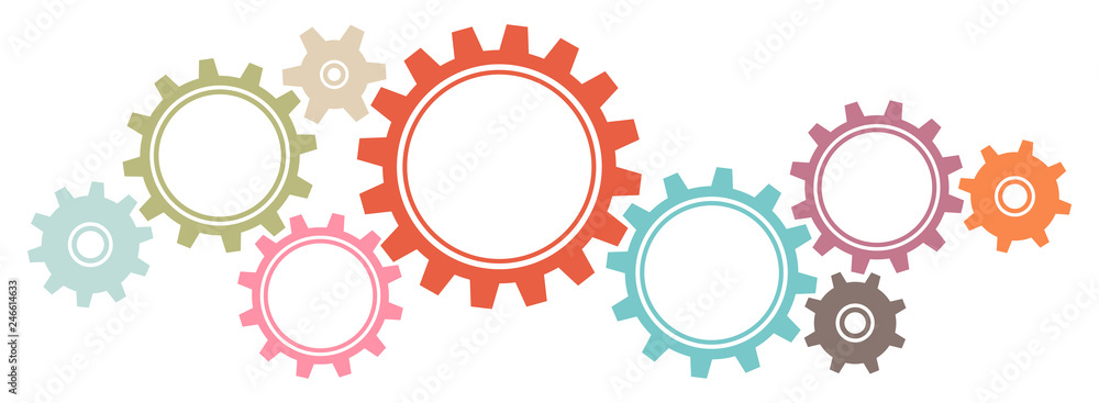 Gears Border Graphics Retro