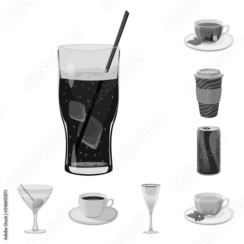 Vector illustration of drink and bar logo. Collection of drink and party vector icon for stock.