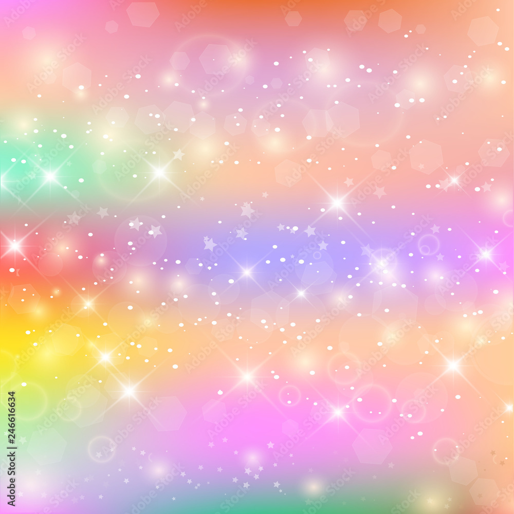Fototapeta premium Fairy Baby Girl Background with Rainbow Mesh