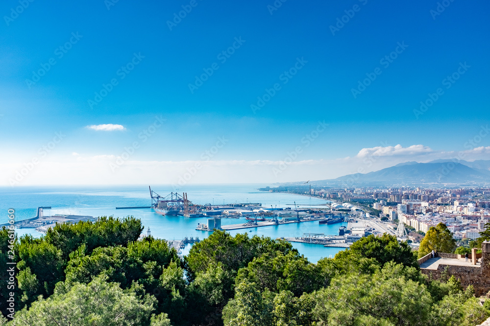panoramic view of a port city