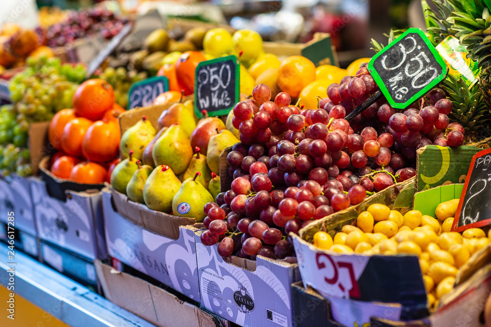 fresh fruits at a market