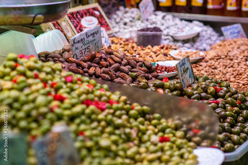 Dates and olives at a market