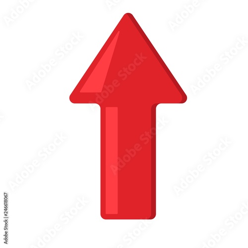 sign red arrow up. Flat vector illustration on white background