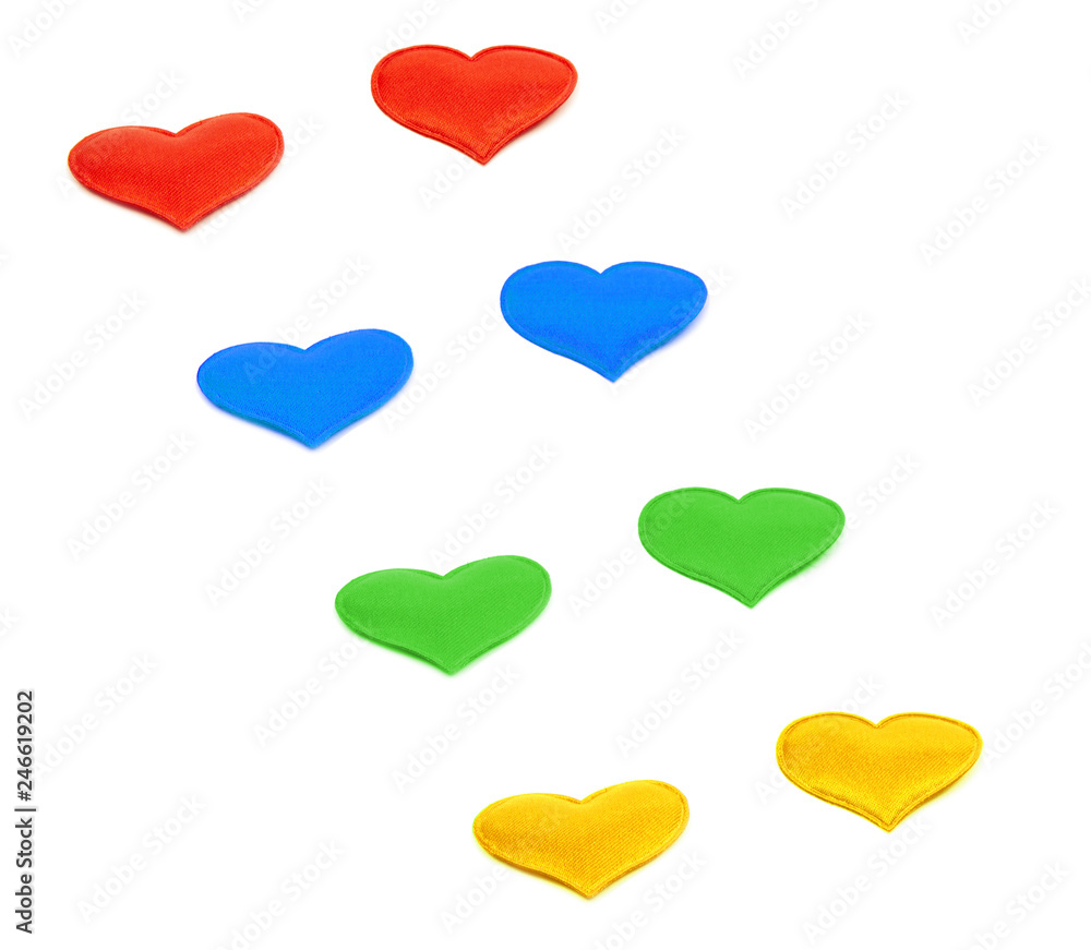 Colored hearts diagonally on an isolated background, wallpaper or texture Colored hearts diagonally on an isolated background, wallpaper or texture