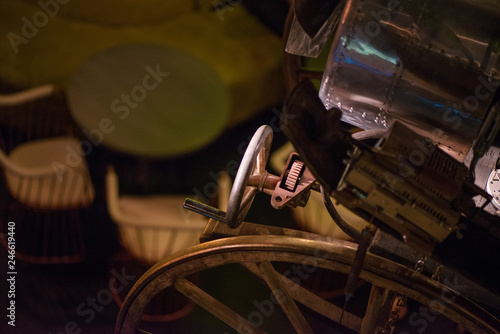 Abstract macro shot of vintage steam engine gear valve