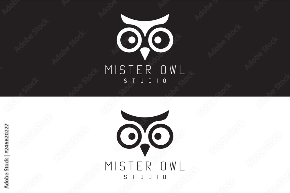 Mister owl studio. Logo Design. - obrazy, fototapety, plakaty 
