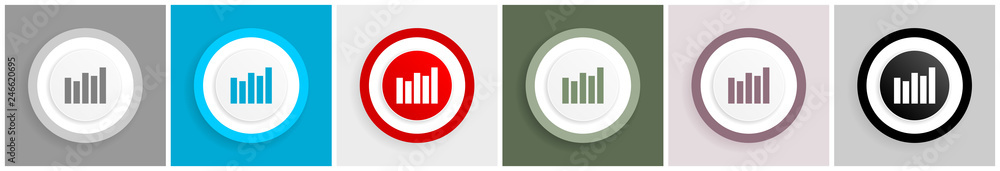 Graph icon set, vector illustrations in 6 options for web design and mobile applications Graph icon set, vector illustrations in 6 options for web design and mobile applications