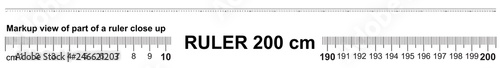 Ruler 200 cm. Precise measuring tool. Ruler scale 2,0 meter. Ruler grid 2000 mm.