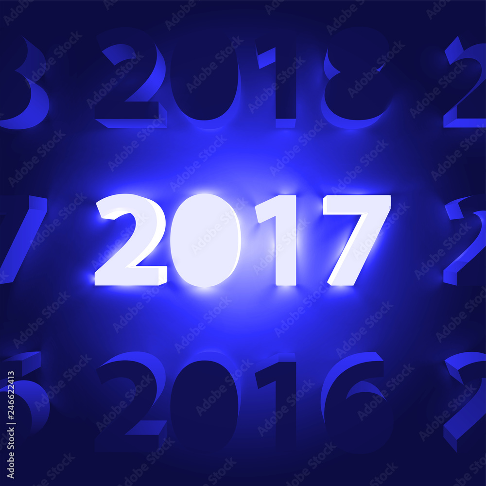 Neon 2017 shining sign, vector illustration Neon 2017 shining sign, vector illustration