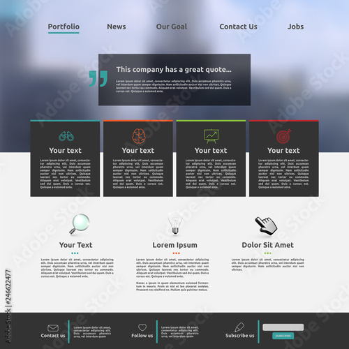 Modern website template for business, vector illustration
