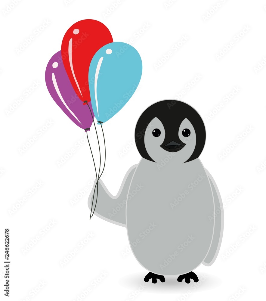 penguin having fun or playing with balloons penguin having fun or playing with balloons