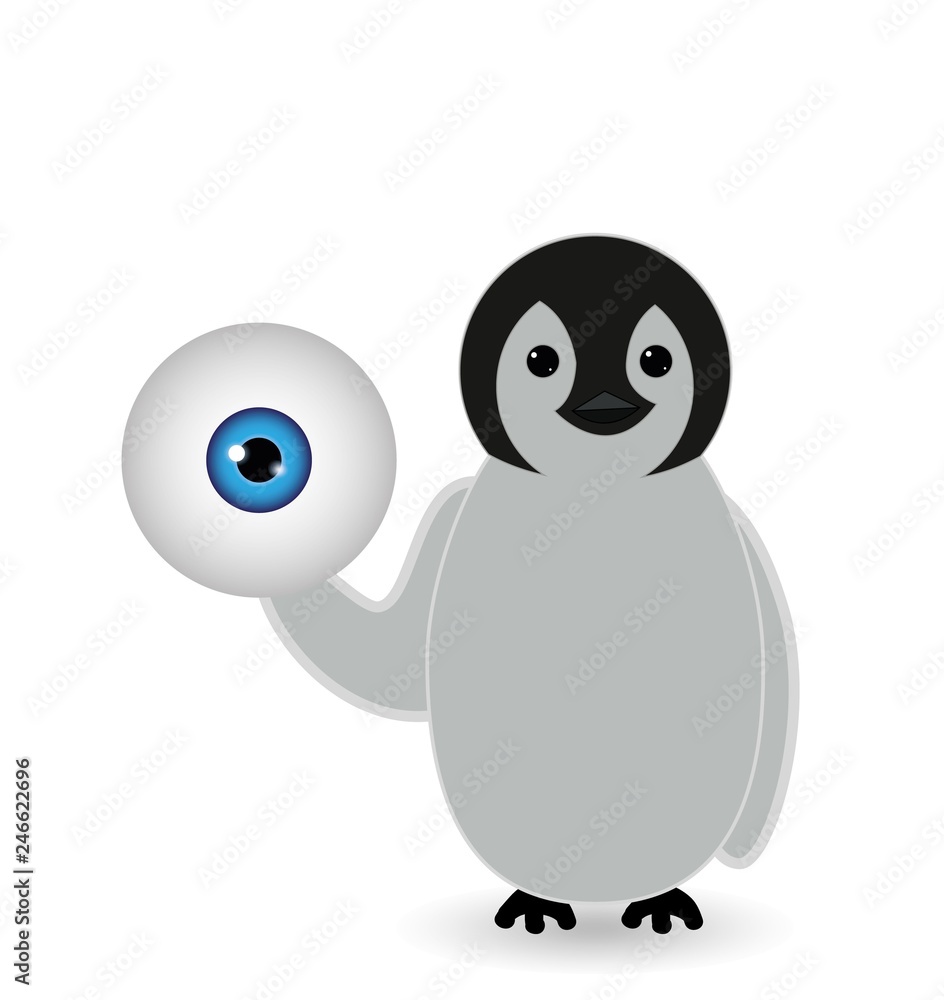 penguin holding eyeball penguin holding eyeball