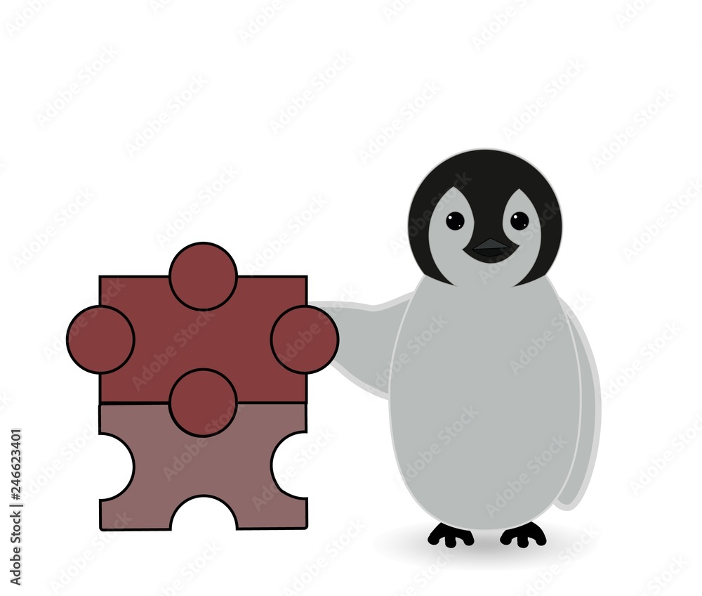 Fototapeta premium building blocks or toys with penguin
