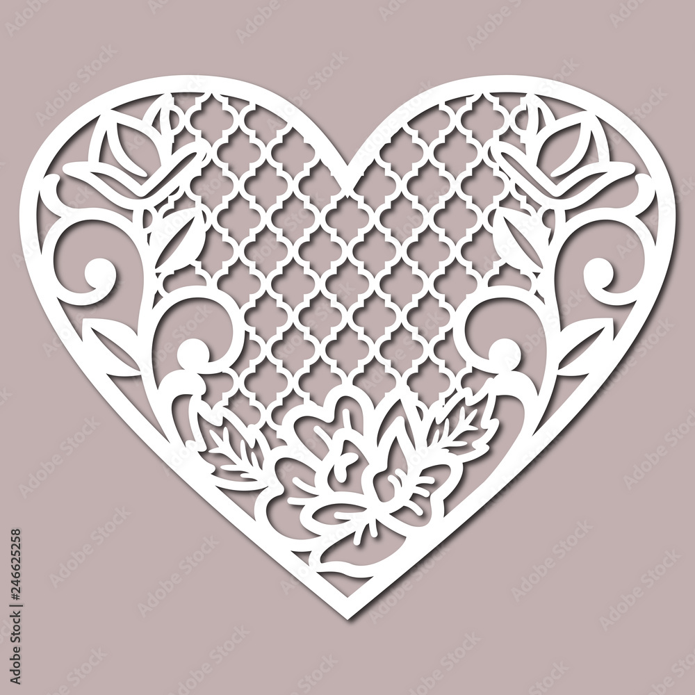 Stencil Lacy Hearts With Carved Openwork Pattern Template For Interior Design Layouts Wedding