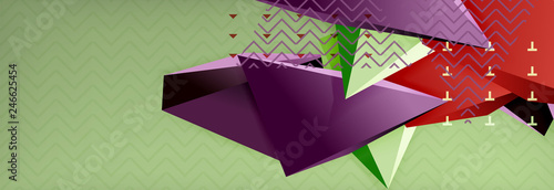3d triangular shapes geometric background. Origami style pattern with triange shapes for decorative design. Poster design. Line design. Modern presentation template