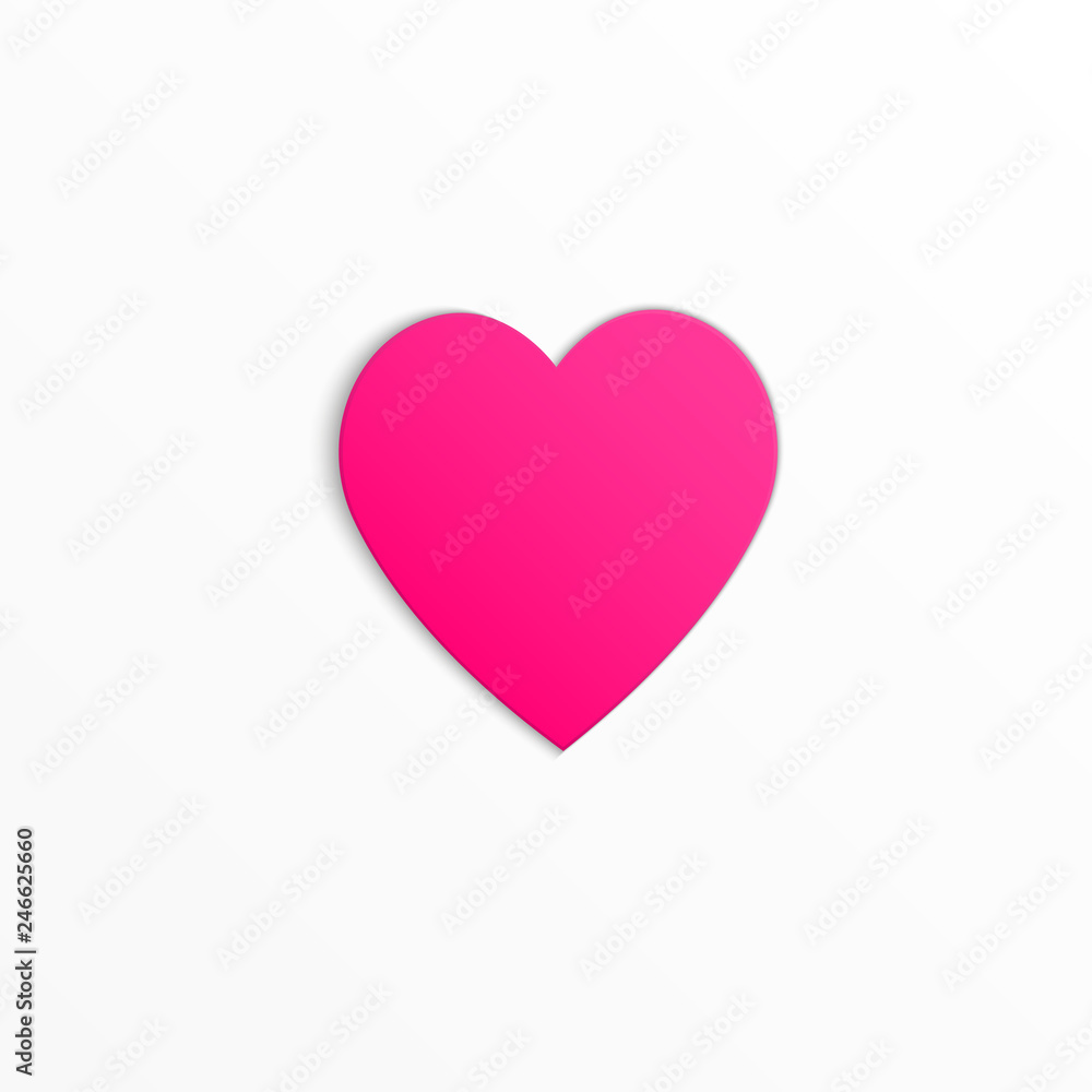 Icon of a pink red heart isolated on white background.