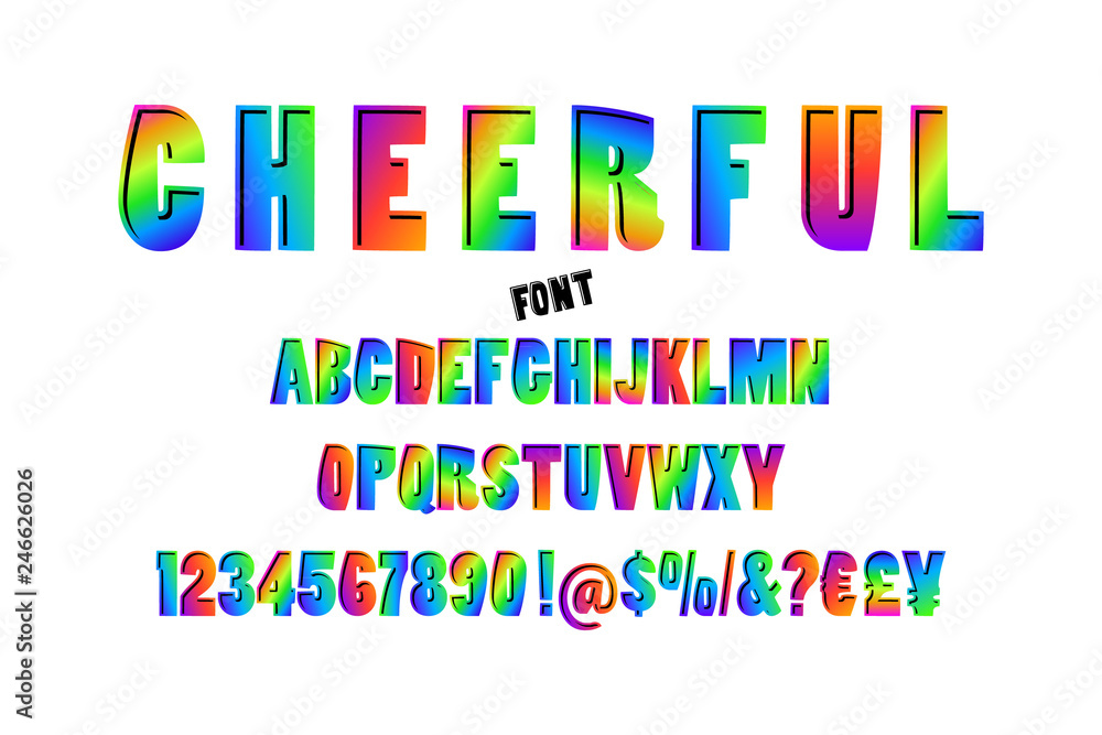 Abstract color font and alphabet