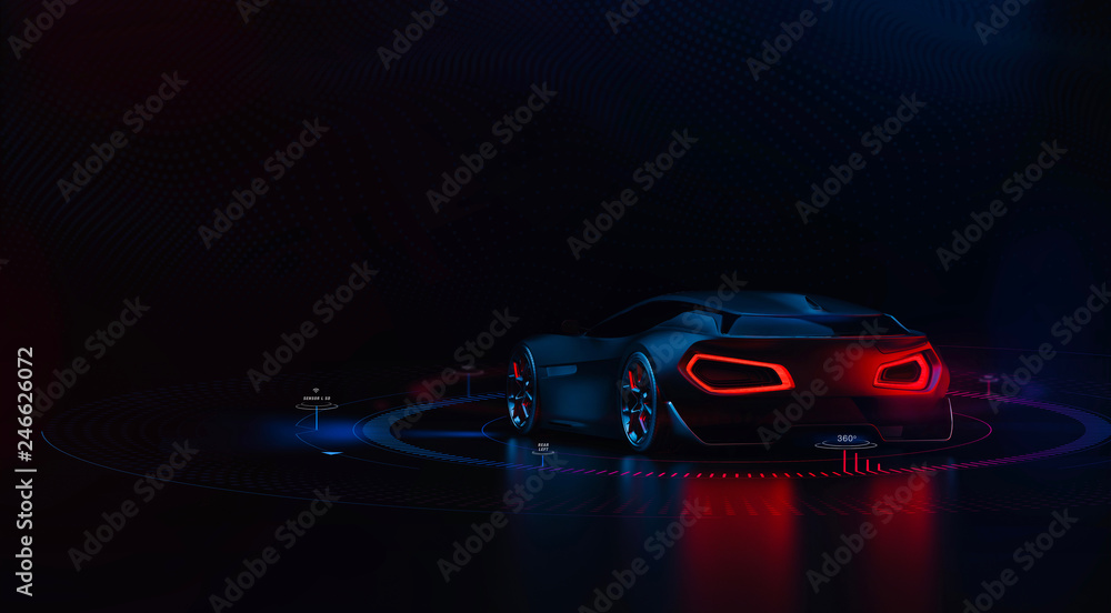 Futuristic hi tech sports car (3D Illustration)