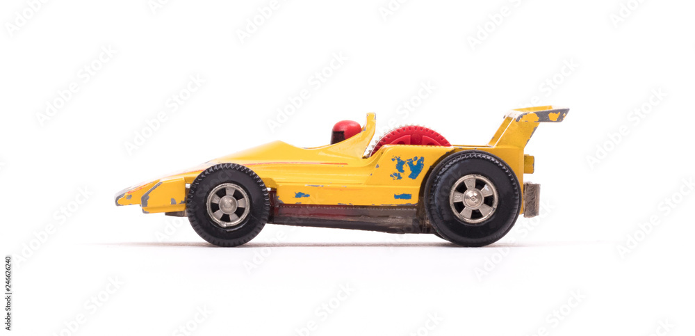 Yellow metal toy car