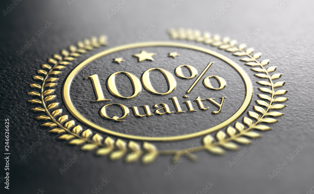 High Quality Guarantee Golden Stamp, Guaranteed Satisfaction Concept - obrazy, fototapety, plakaty 
