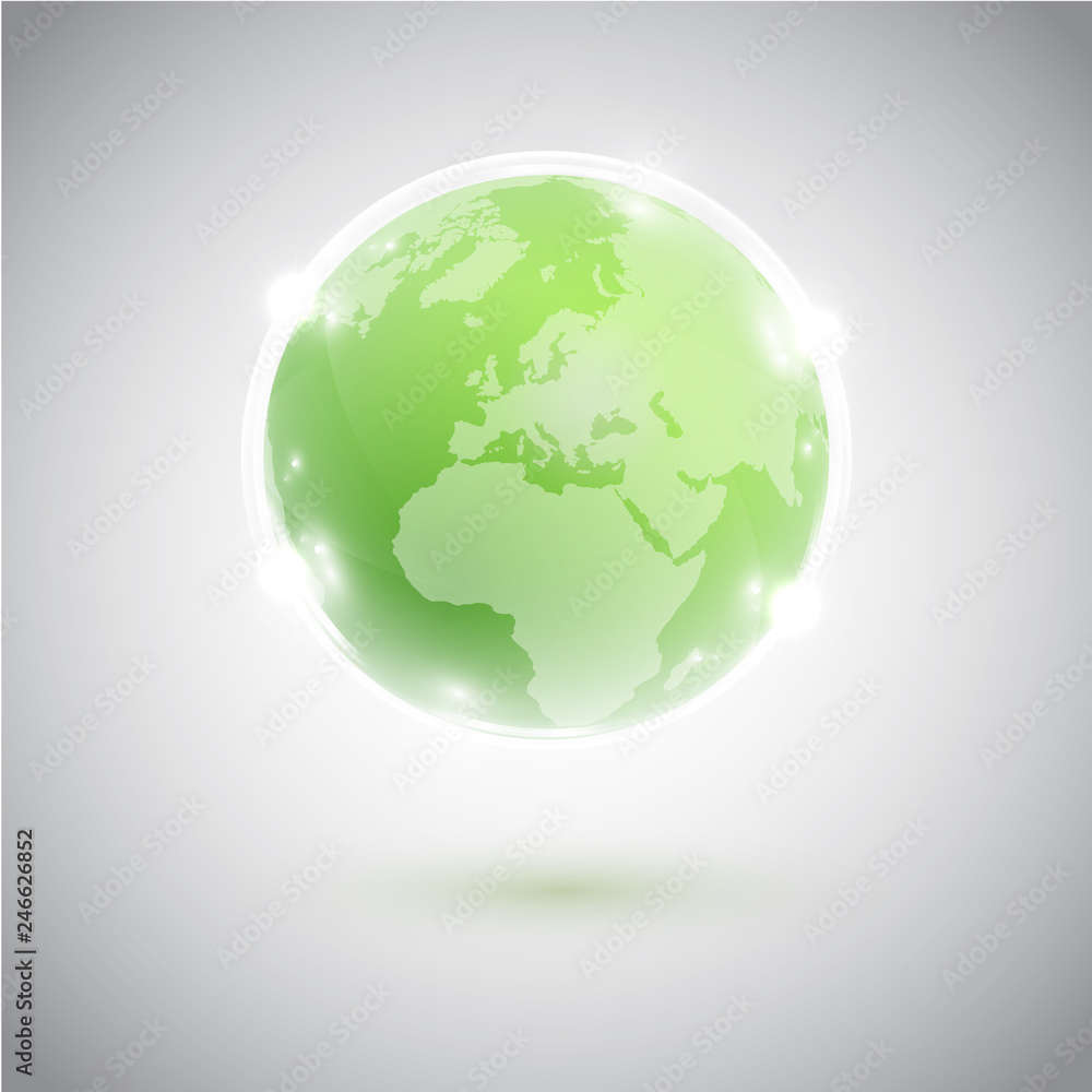 Obraz premium Green globe, vector illustration