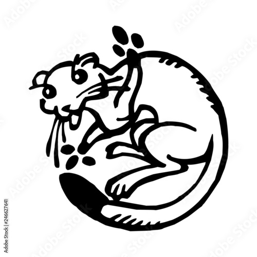 marten, pet, mammal, mascot black and white clipart