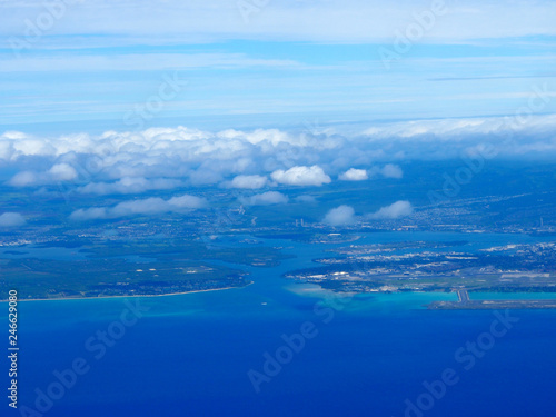 Aerial of Pearl Harbor and Honolulu Airport