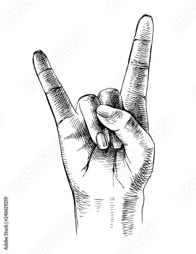 Sketched rock sign gesture