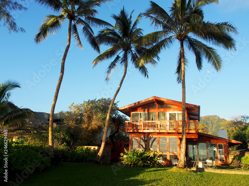 Red Beach House in Waimanalo on a Beautiful Day