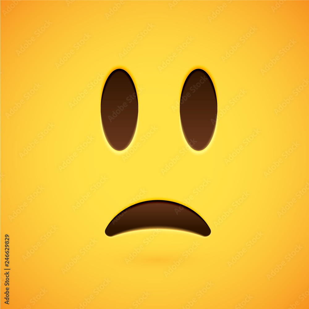 Realistic yellow emoticon in front of a yellow background, vector illustration Realistic yellow emoticon in front of a yellow background, vector illustration