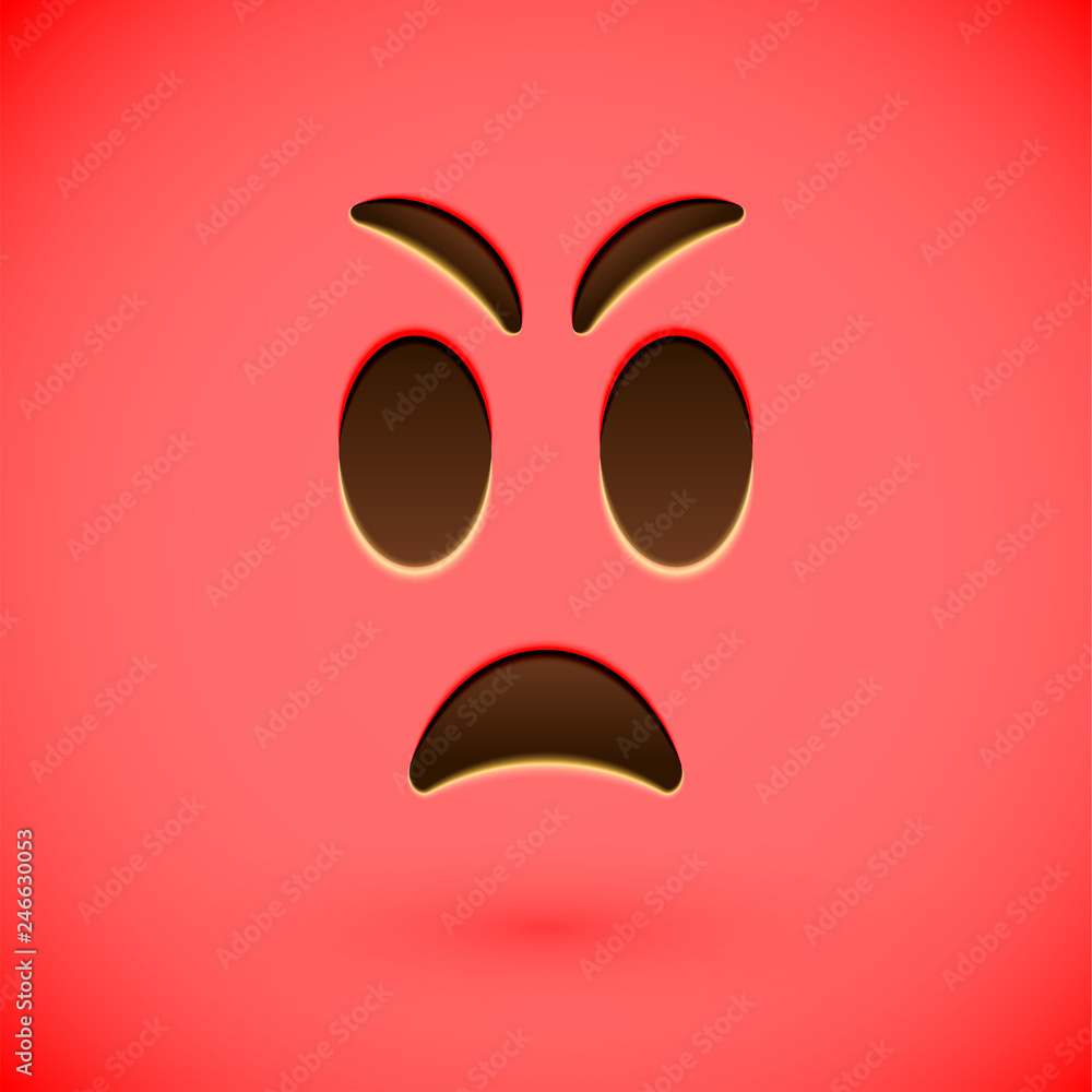 Red realistic emoticon smiley face, vector illustration Red realistic emoticon smiley face, vector illustration