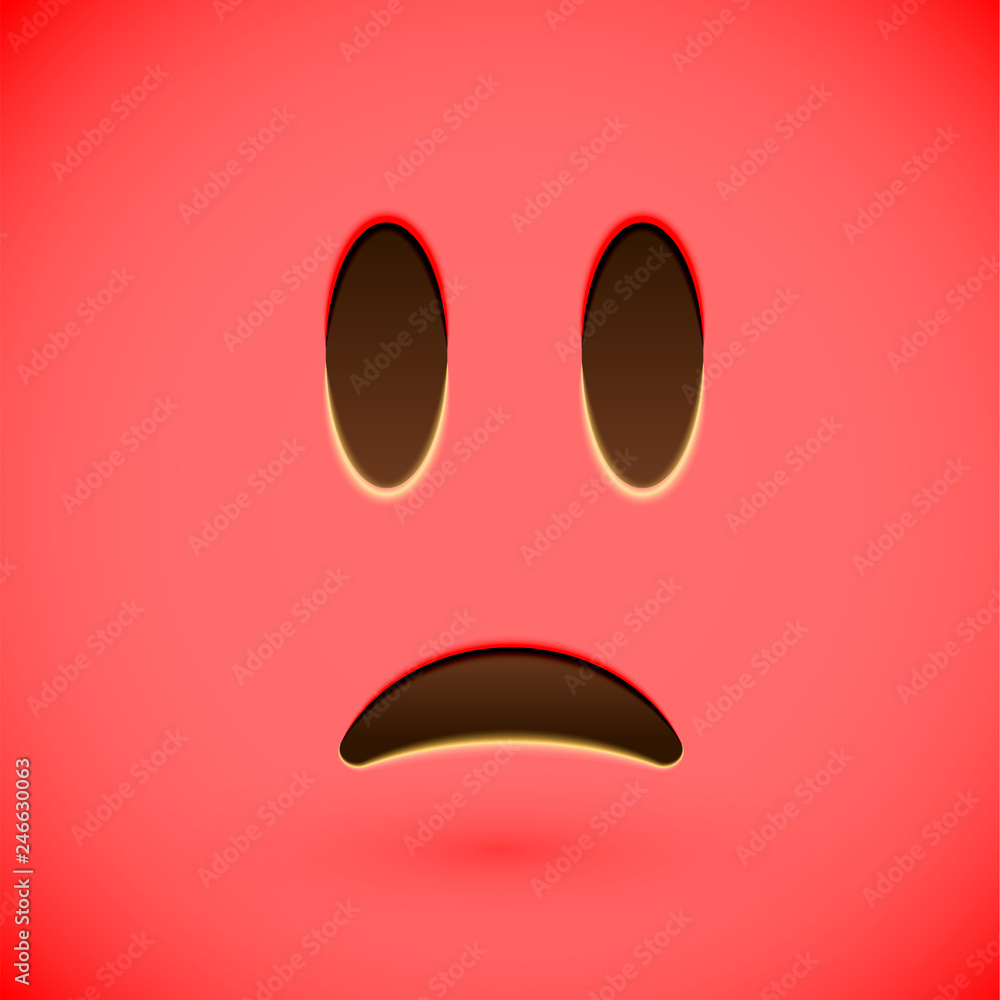 Red realistic emoticon smiley face, vector illustration Red realistic emoticon smiley face, vector illustration