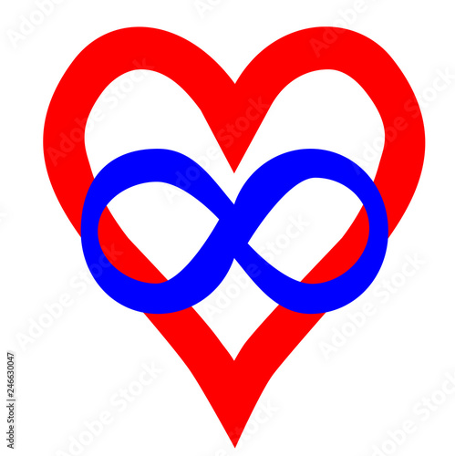 Symbol of polyamory: heart and infinity sign. Polyamory conceptual illustration.