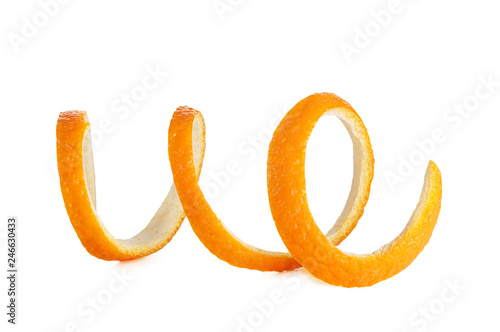 orange peel spiral isolated on white background