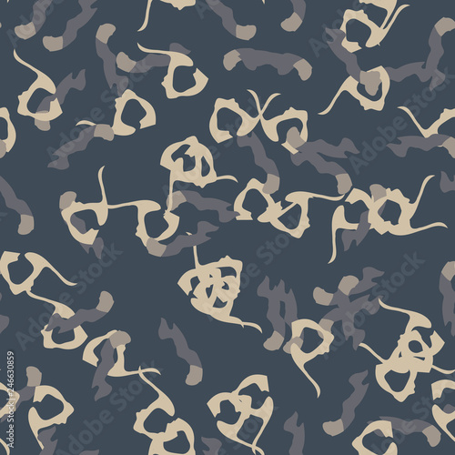Urban camouflage of various shades of beige and blue colors