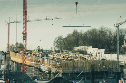 crane on construction site in Gothenburg , marieholmstunnel