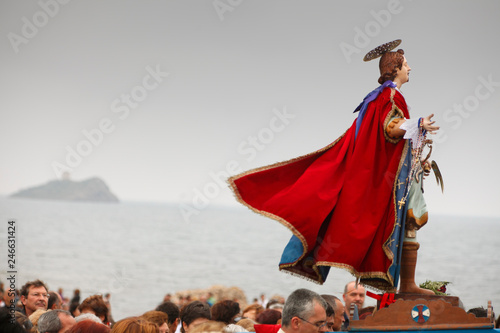 Statua di Sant'Efisio a Nora in processione (Sardegna) - Italia photo