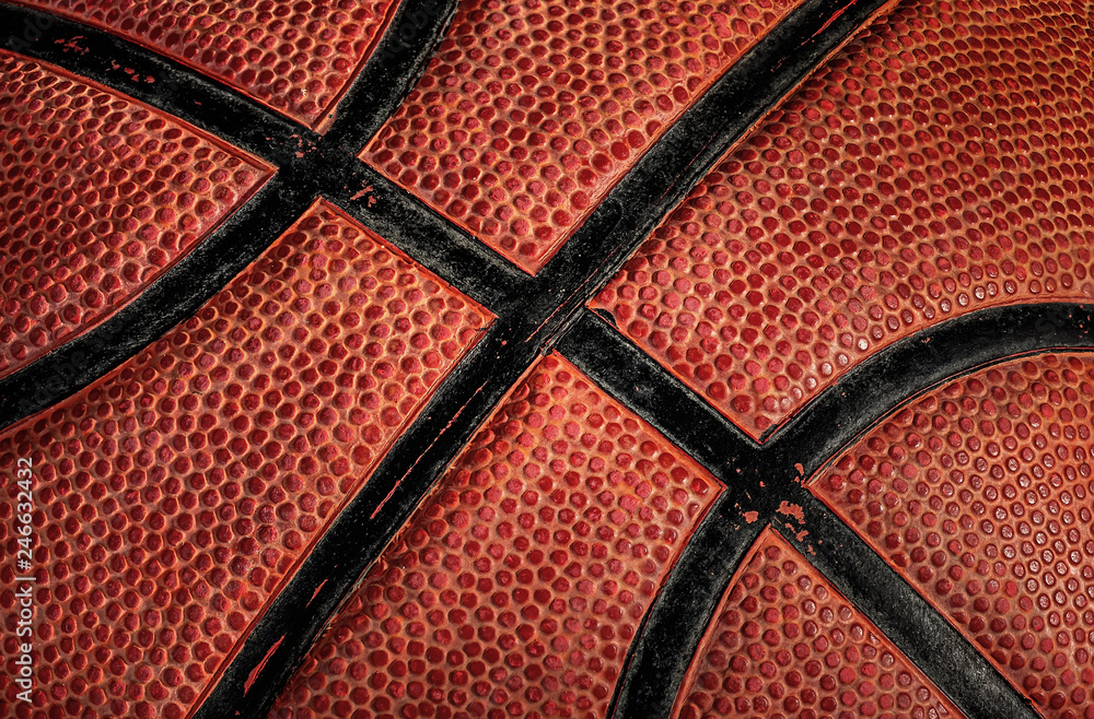 Obraz premium Closeup part of old basketball ball