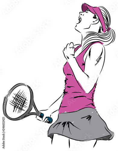 girl woman tennis player winner illustration